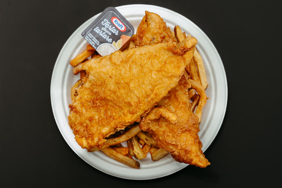 Fish & Chips — fresh, never frozen haddock, lightly hand battered, extra crispy, on hand-cut fries